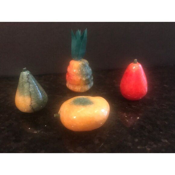 1960's Alabaster Stone Fruit Italian Carved Marble Mid Century Décor Set of 7 - Picture 8 of 10